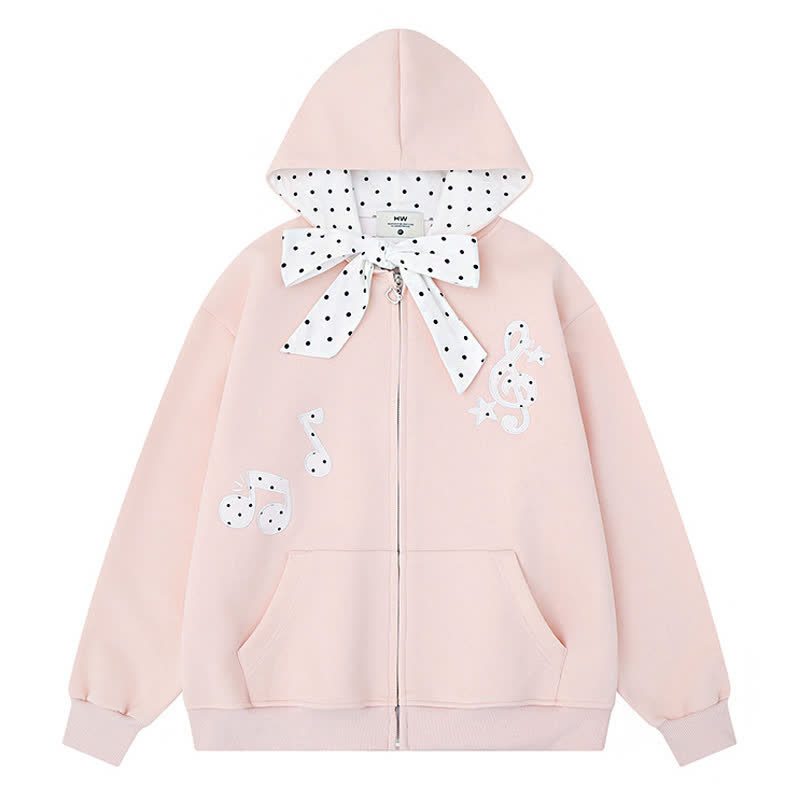  High Quality Durable Press Polka Dot Bow Zip Up Hoodie Dog Embroidery Pants Two Pieces Set - Pink Hoodie - XL - image 5