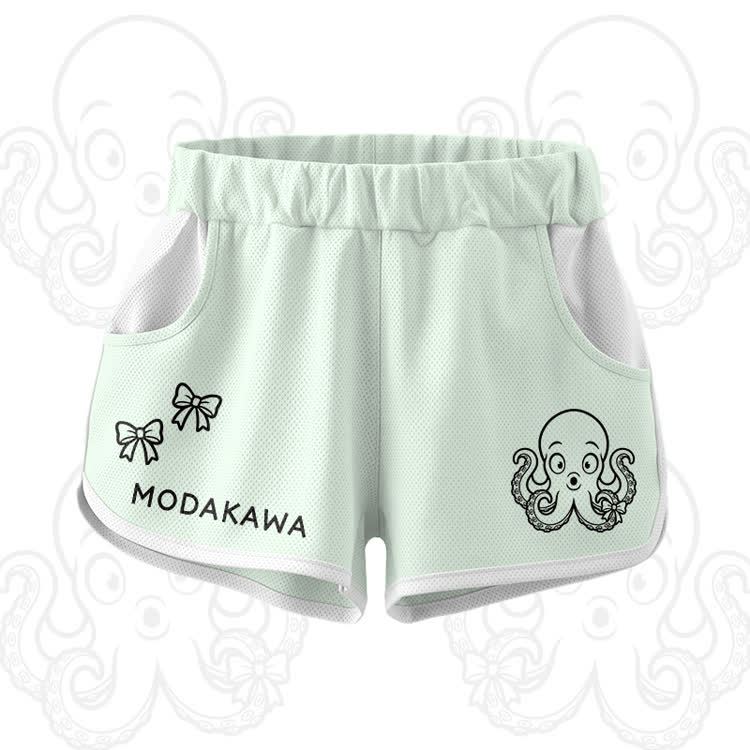 Octopus Graphic Crop Tank Sport Top Shorts Modakawa Matching Outfit - Green Shorts - 5XL - image 7