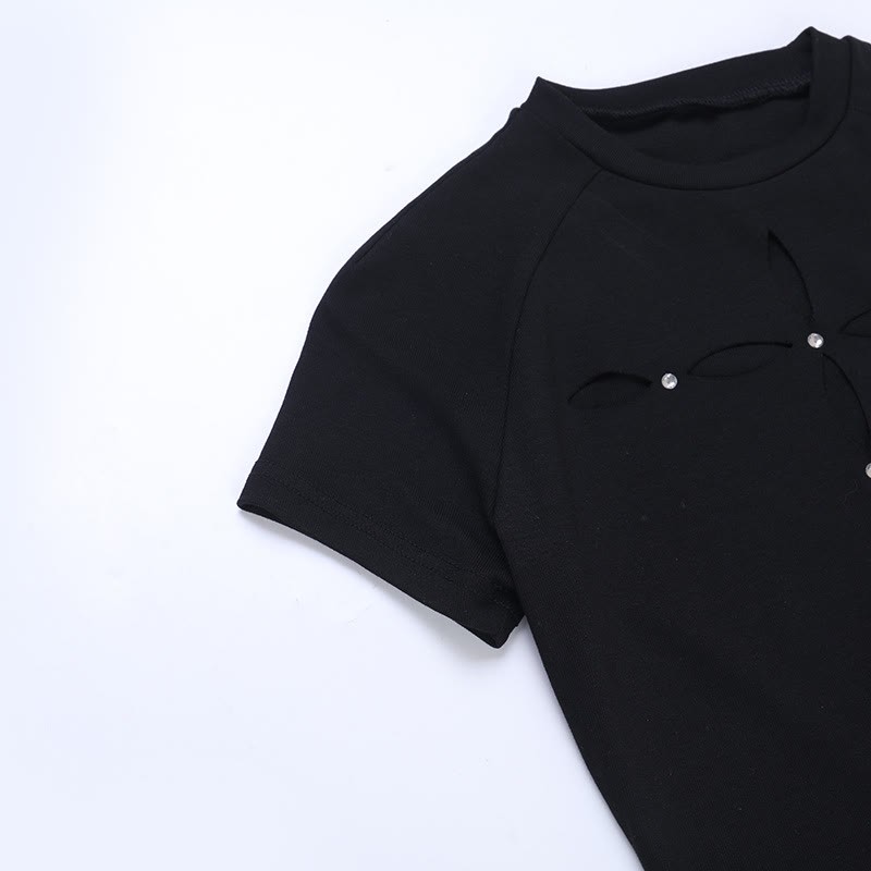 Punk Gothic Cut Out T-Shirt Top - image 7