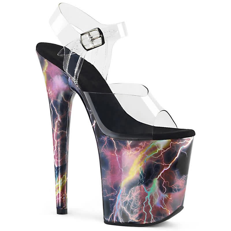 Fashion Transparent Open Toe Platform High Heel Sandals - Purple Lightning - 44 - image 6