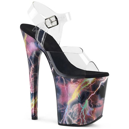 Fashion Transparent Open Toe Platform High Heel Sandals - Purple Lightning - 44 - image 6