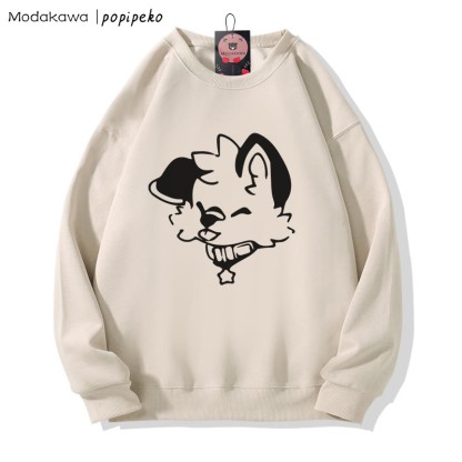 MODAKAWA X popipeko Puppy Print Round Collar Sweatshirt - Apricot C - 5XL - image 4