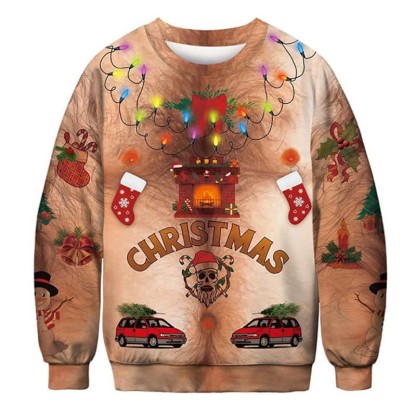 Christmas Funny Ugly 3D Print Crewneck Unisex Sweatshirt - C - 6XL - image 4
