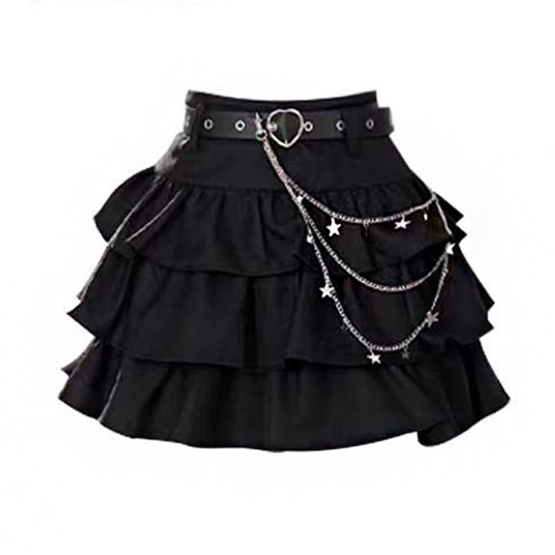 Cross Wrap Knit Sweater Ruffle Skirt Three Pieces Set - Skirt - 4XL - image 4