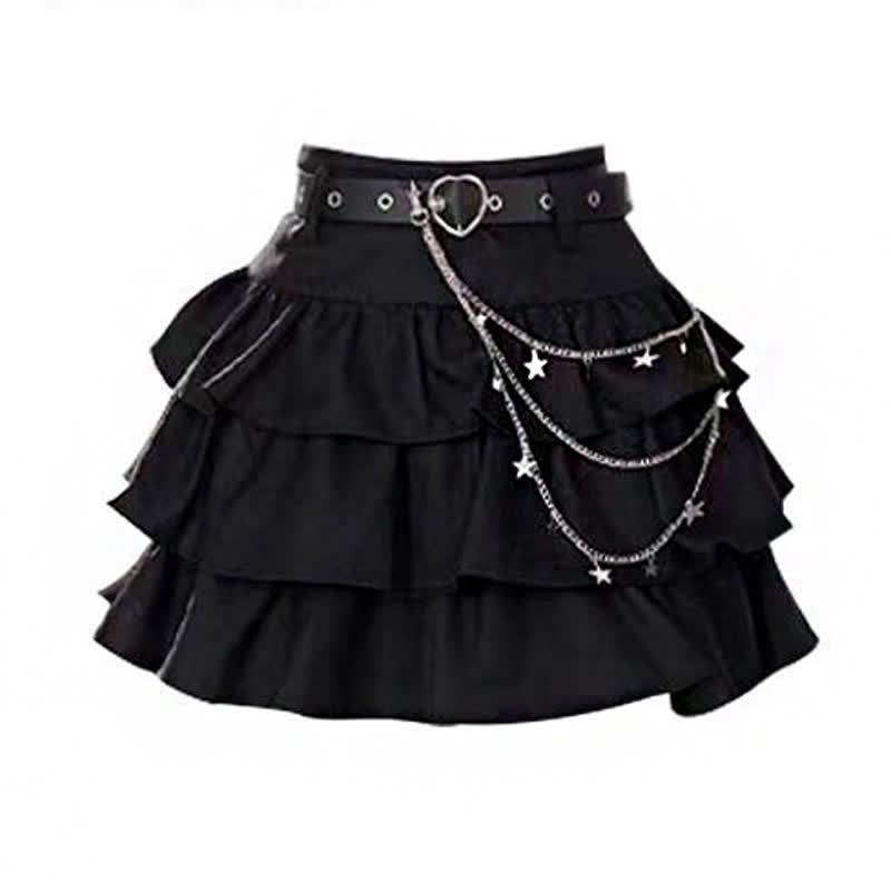 Cross Wrap Knit Sweater Ruffle Skirt Three Pieces Set - Skirt - 4XL - image 4