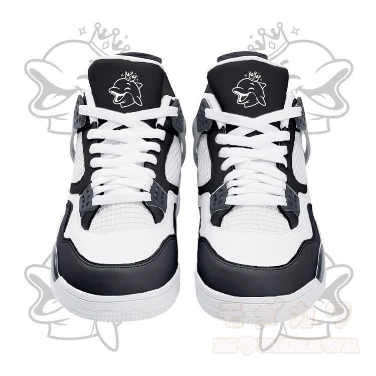 Wink Dolphin Graphic Modakawa Lace Up Sports Air Cushion Shoes - Black - 48 - image 5