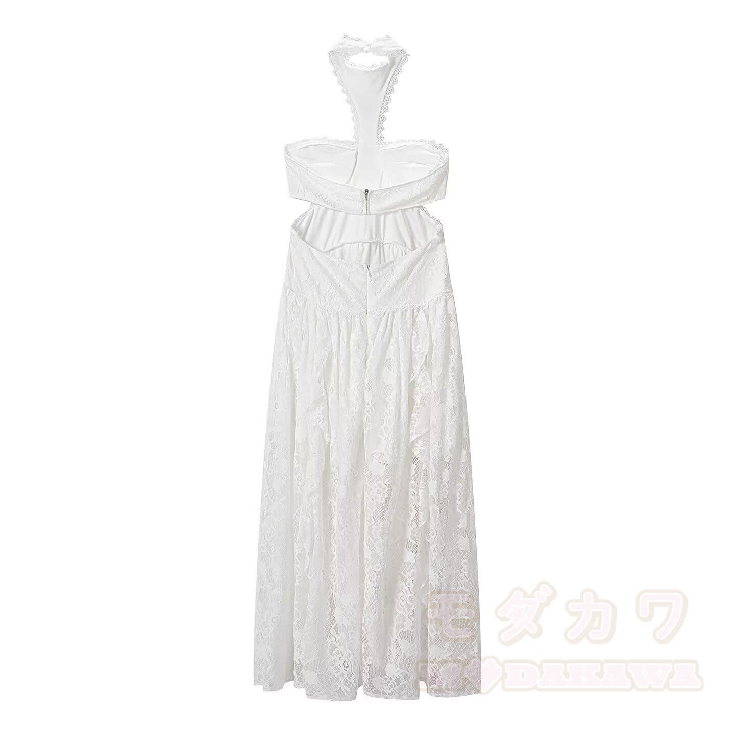 Elegant Lace Trim Halter Party Dress - image 6