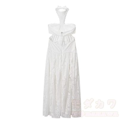 Elegant Lace Trim Halter Party Dress - image 6