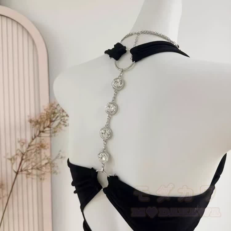 Bow Chain Backless Halter Top - image 10