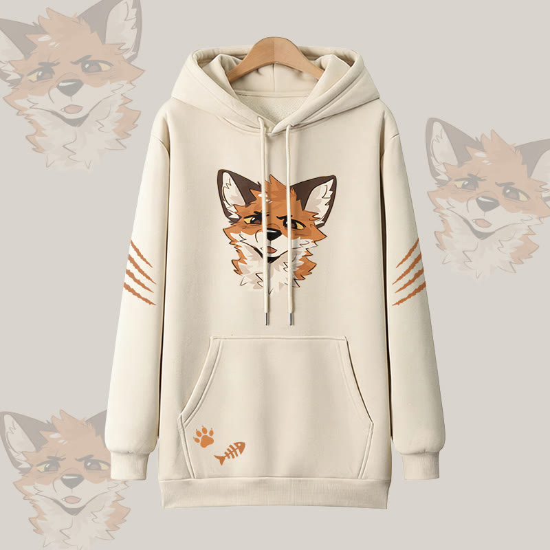 MODAKAWA X atka Squinty Fox Graphic Oversized Pullover Hoodie - Apricot - 3XL - image 2