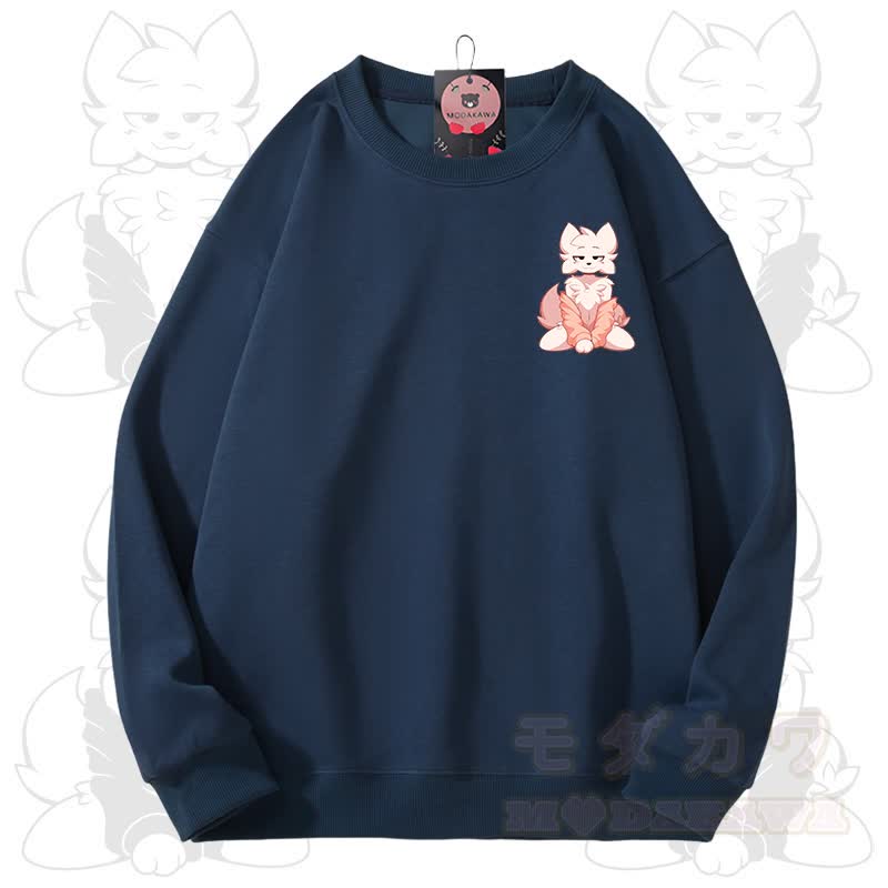 MODAKAWA X zarckets Fox Graphic Unisex Sweatshirt - Navy Blue - 3XL - image 9