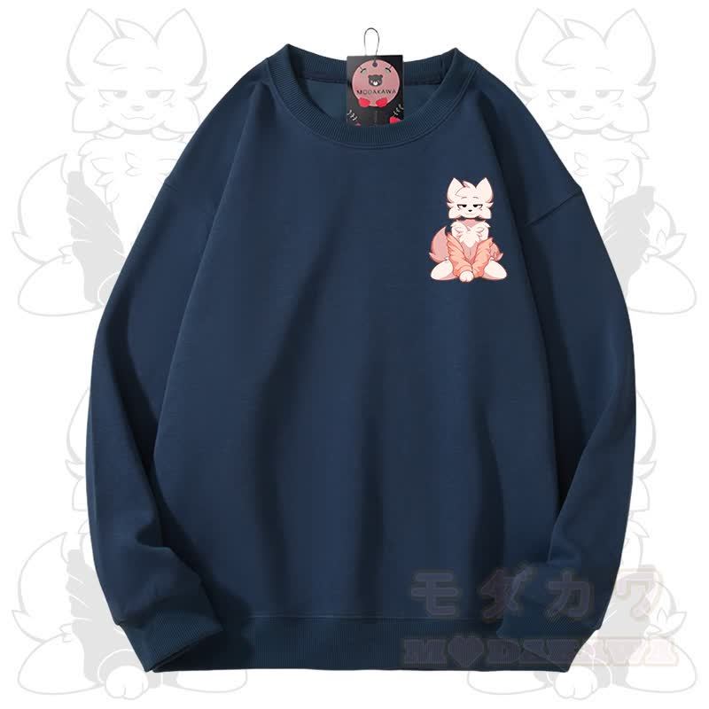 MODAKAWA X zarckets Fox Graphic Unisex Sweatshirt - Navy Blue - 3XL - image 9