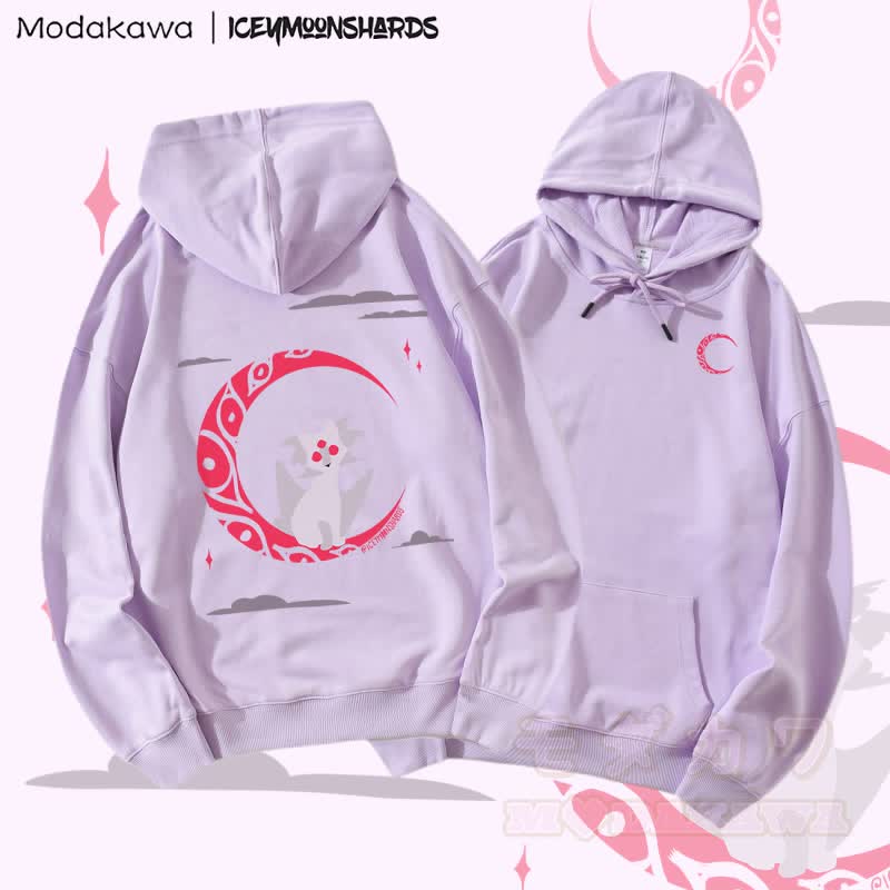 MODAKAWA X iceymoonshards Catmoon Graphic Streetwear Pullover Hoodie - Purple - 5XL - image 3