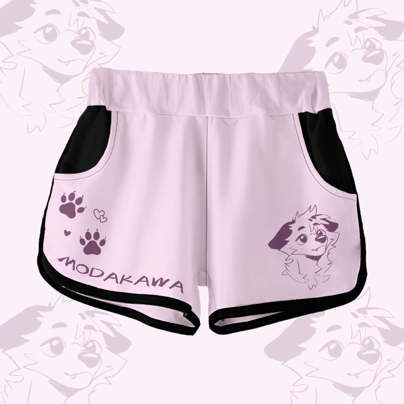 MODAKAWA X atka Gradient Anticipating Fox Graphic Shorts - Pink - 5XL - image 3