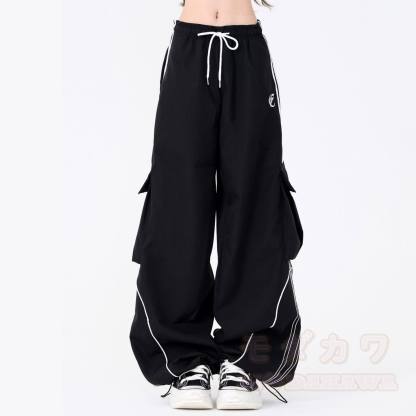 Preppy Long Sleeve Sweatshirt and Vest and Wide Leg Cargo Pants Three Pieces Set - Black Pants - 2XL - image 9