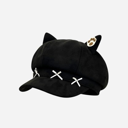Black Cat Ear Gothic Y2K Beret - D - M(56-58cm) - image 5