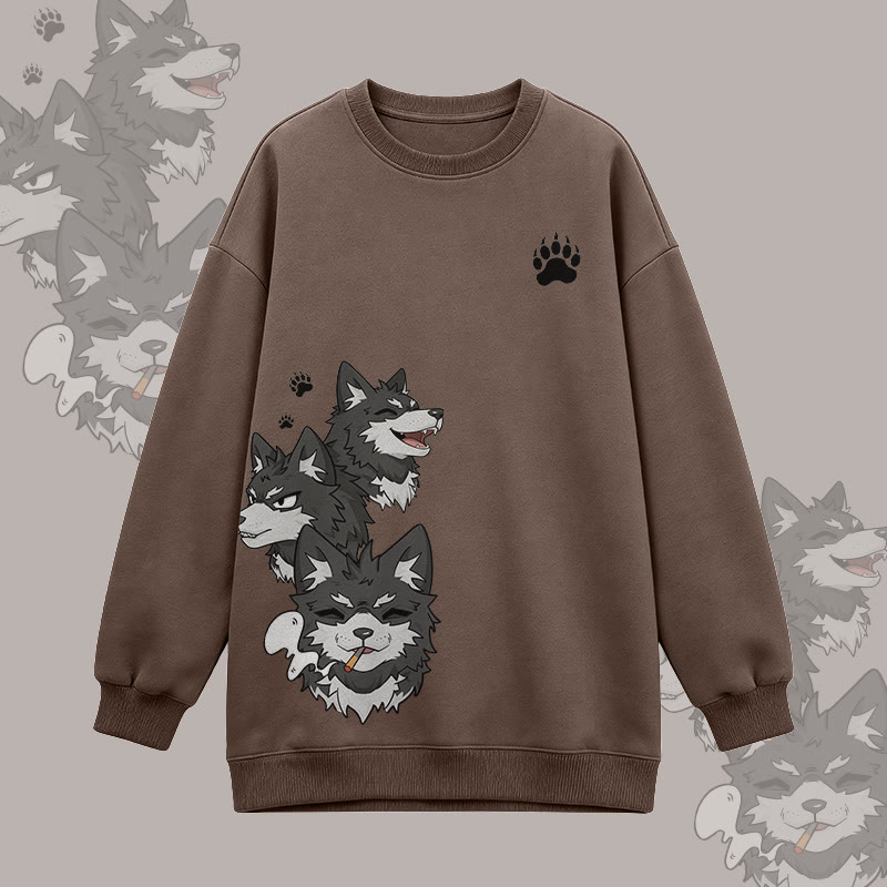 Koda Smoking Puppy Graphic Modakawa Oversized Crewneck Sweatshirt - Brown - 3XL - image 3