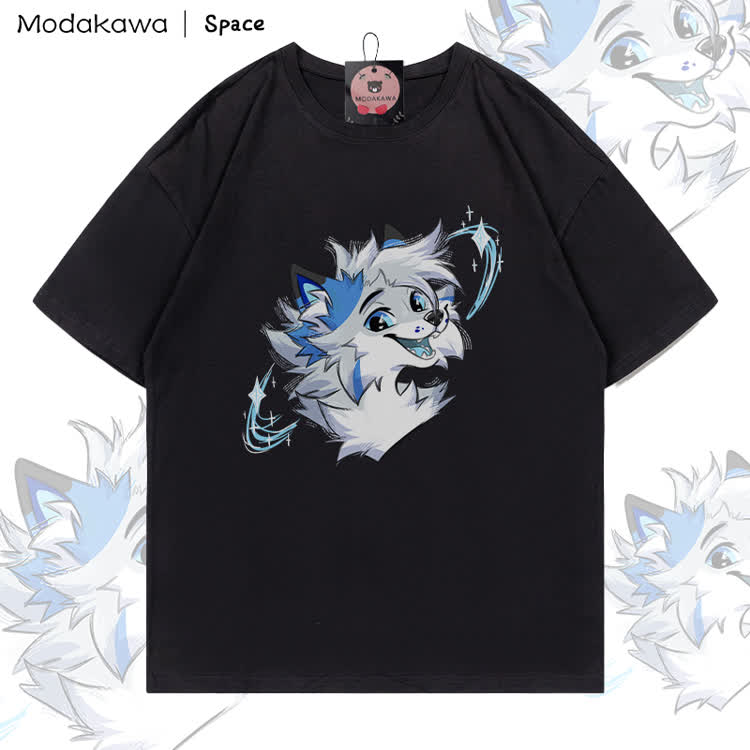 MODAKAWA X Space Barker Smile Graphic 100% Cotton T-shirt - Black - 5XL - image 3