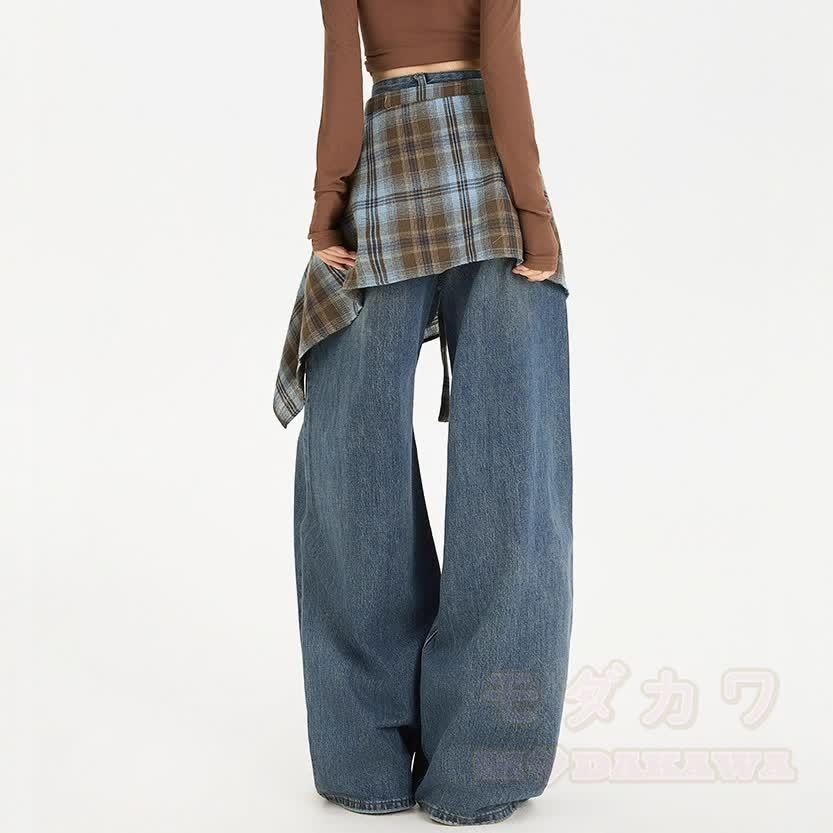 Graffiti Long Sleeves T-Shirt with Vintage Jeans Two Pieces Set - image 10