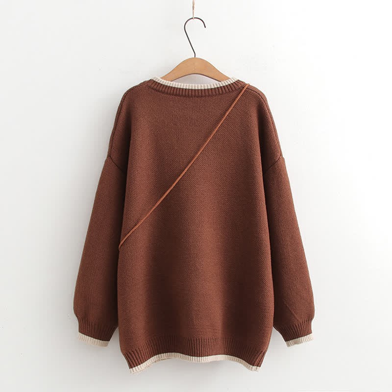 Bear Print Round Collar Sweater With Crossbody Bag - image 6