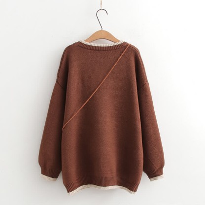 Bear Print Round Collar Sweater With Crossbody Bag - image 6