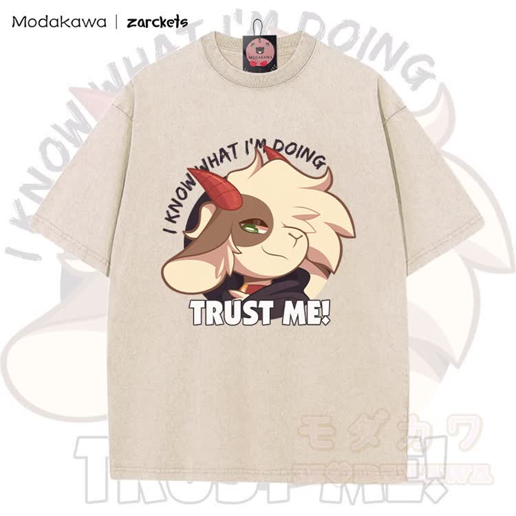 MODAKAWA X zarckets TRUST ME! Goat Graphic Vintage Washed T-shirt - Apricot - 5XL - image 4