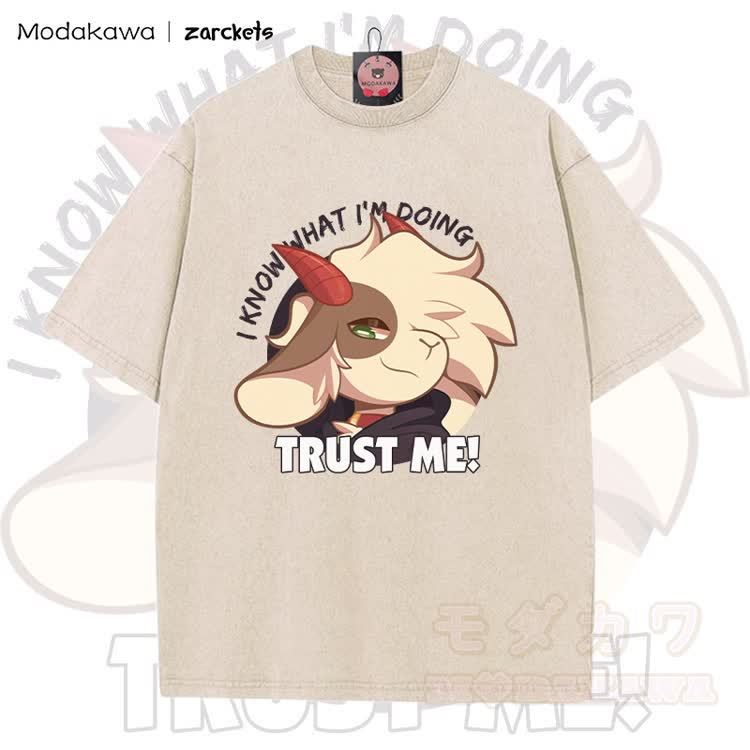 MODAKAWA X zarckets TRUST ME! Goat Graphic Vintage Washed T-shirt - Apricot - 5XL - image 4