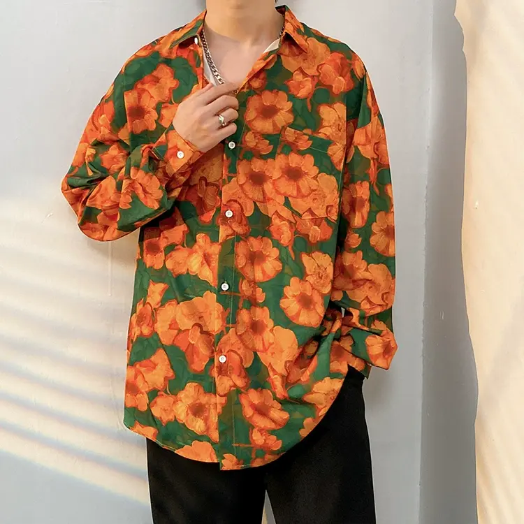 Men's Vintage Print Long Sleeve Button-Up Shirt - Multicolor W - 3XL - image 24