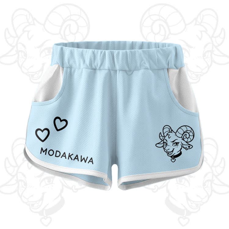 Goat Graphic Crop Tank Sport Top Shorts Modakawa Matching Outfit - Blue Shorts - 5XL - image 7