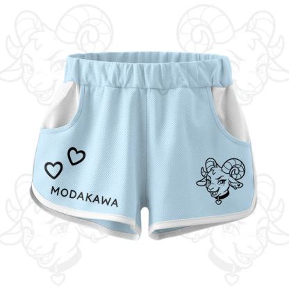 Goat Graphic Crop Tank Sport Top Shorts Modakawa Matching Outfit - Blue Shorts - 5XL - image 7