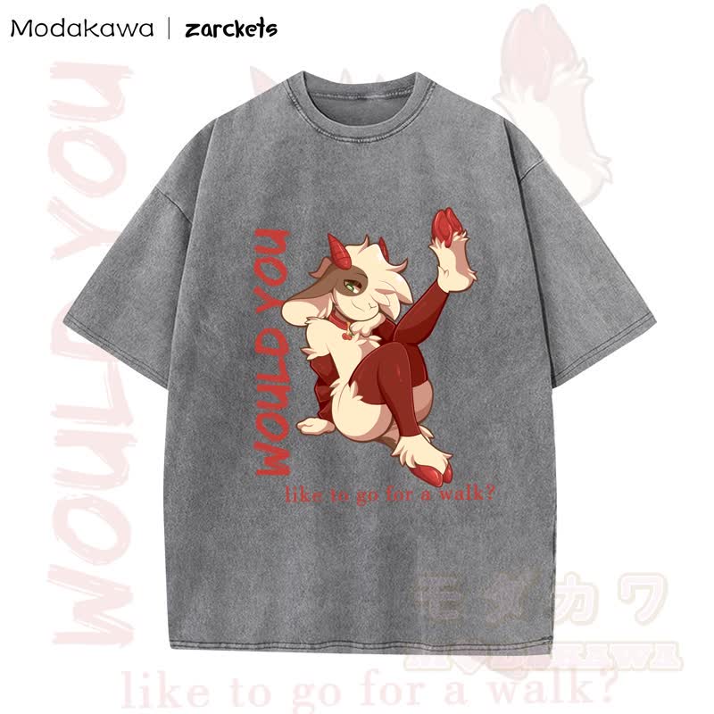MODAKAWA X zarckets WOULD YOU Sheep Print Washed T-shirt - Grey - 5XL - image 4