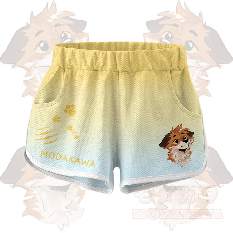 MODAKAWA X atka Fox Graphic Crop Tank Sport Top Shorts Bikini Matching Outfit - Yellow Shorts - 5XL - image 8