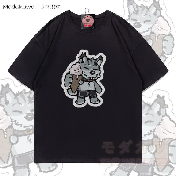 MODAKAWA X LUCK LIKE Ice-cream Remy Graphic 100% Cotton T-shirt - Black - 5XL - image 3