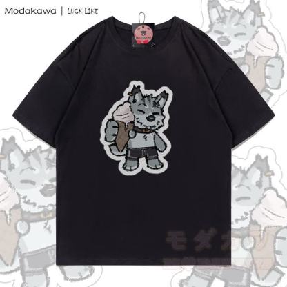 MODAKAWA X LUCK LIKE Ice-cream Remy Graphic 100% Cotton T-shirt - Black - 5XL - image 3