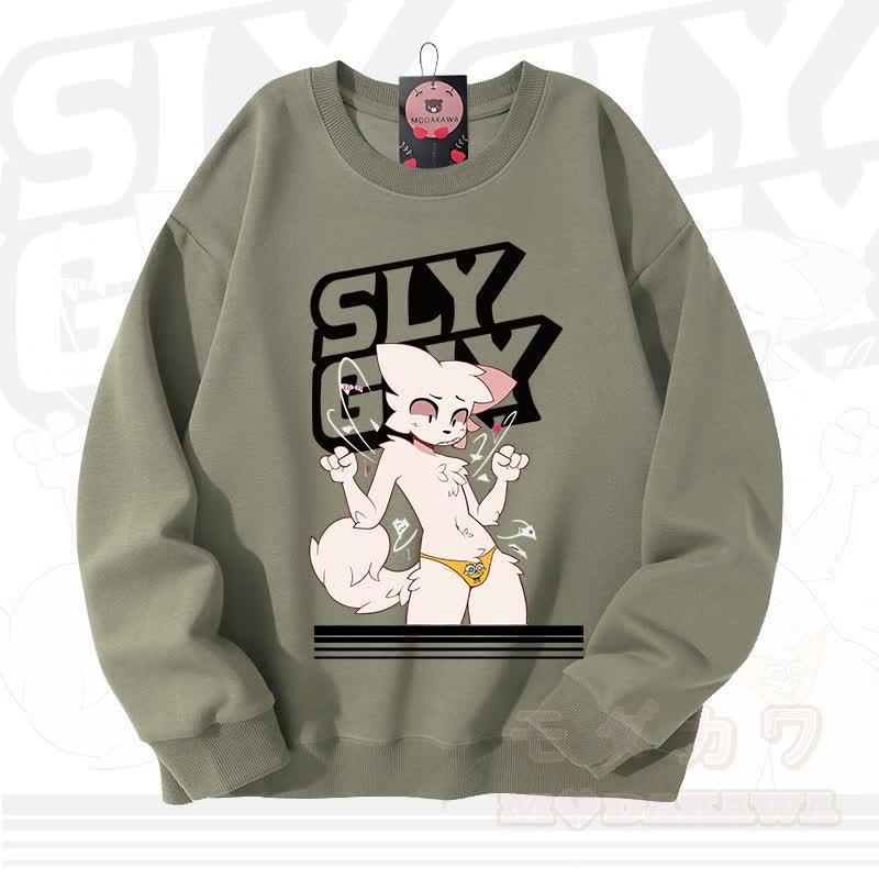 MODAKAWA X zarckets SLY GUY Fox Graphic Unisex Sweatshirt - Light Green - 3XL - image 7