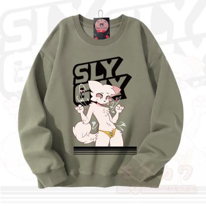 MODAKAWA X zarckets SLY GUY Fox Graphic Unisex Sweatshirt - Light Green - 3XL - image 7