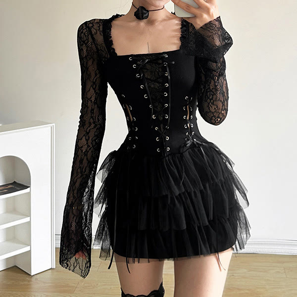 Gothic Lace Patchwork Corset Dress - image 5