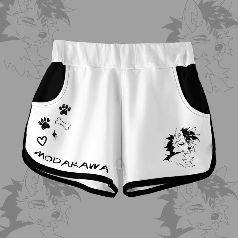 MODAKAWA X pandashk Gradient Tongue Out Fox Graphic Shorts - White - 5XL - image 5