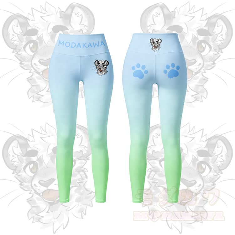 MODAKAWA X atka Tiger Graphic Gradient Sports Bra Top Leggings Matching Outfit - Green Leggings - 5XL - image 7