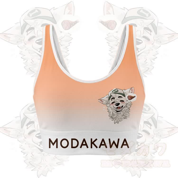 MODAKAWA X atka Fox Wants Meat Graphic Gradient Sports Bra Top Leggings Matching Outfit - Orange Top - 5XL - image 5