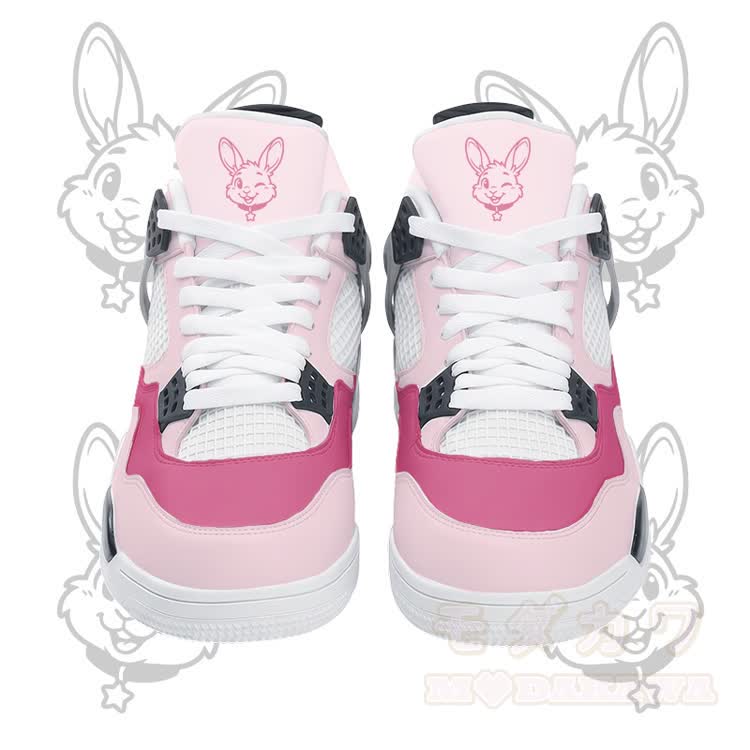 Wink Bunny Graphic Modakawa Lace Up Sports Air Cushion Shoes - Pink - 48 - image 4