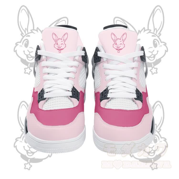 Wink Bunny Graphic Modakawa Lace Up Sports Air Cushion Shoes - Pink - 48 - image 4