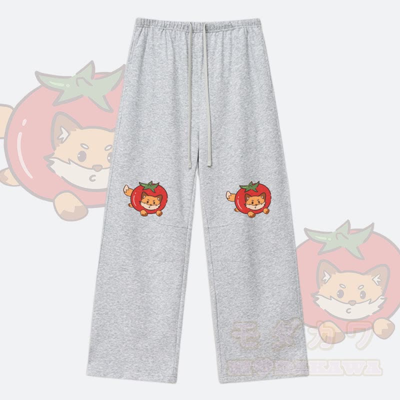 MODAKAWA Tomato Fox Graphic Drawstring Pants - Grey - XL - image 4