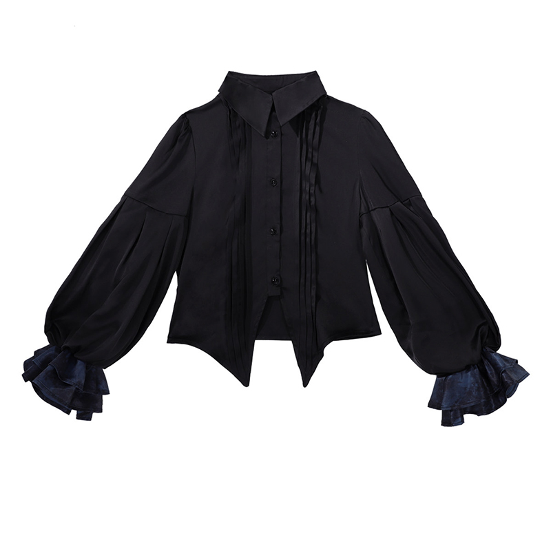 Zipper Vest Dress Pearl Bowtie Shirt Shorts Matching Outfit - Long Sleeve Shirt - XL - image 3