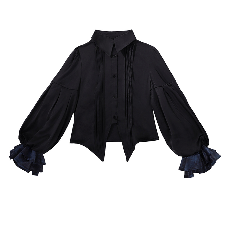Zipper Vest Dress Pearl Bowtie Shirt Shorts Matching Outfit - Long Sleeve Shirt - XL - image 3