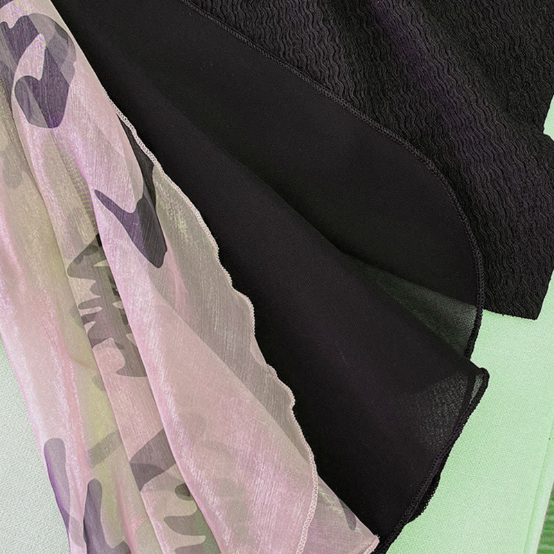 Vintage Buckle Hollow Out Top Letter Print Pantskirt - image 8