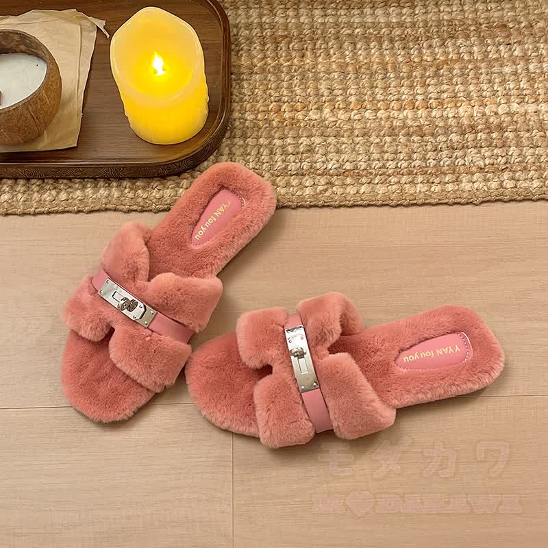 Soft Faux Fur Slip On Mules - Pink - 40 - image 8