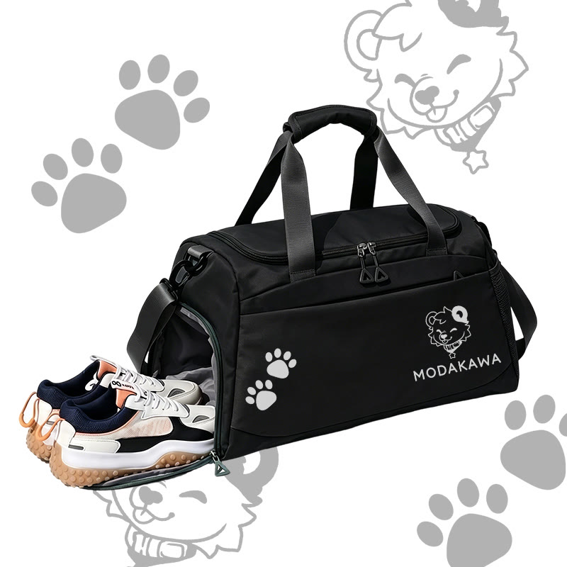 MODAKAWA X popipeko Puppy Graphic Large Capacity Sports Gym Duffel Bag - Black - 55*28*26 cm - image 6