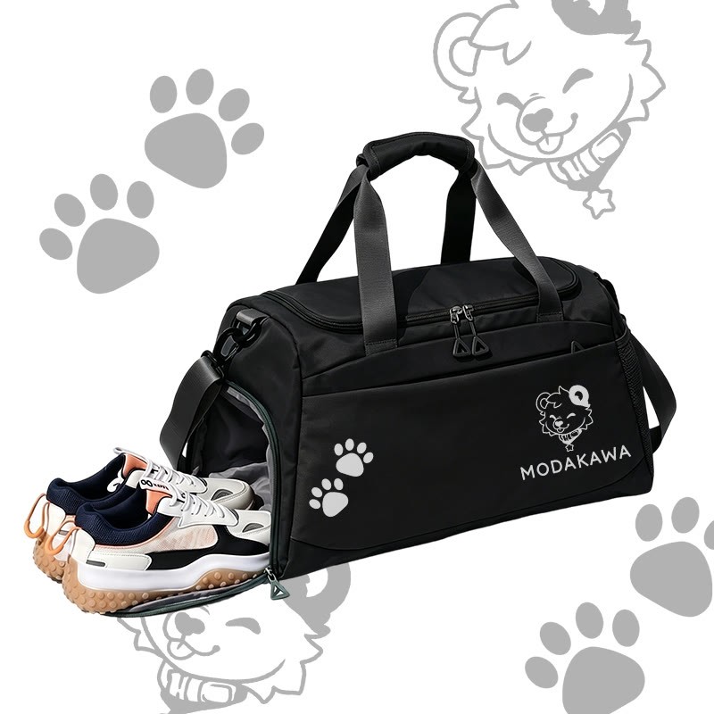 MODAKAWA X popipeko Puppy Graphic Large Capacity Sports Gym Duffel Bag - Black - 55*28*26 cm - image 6