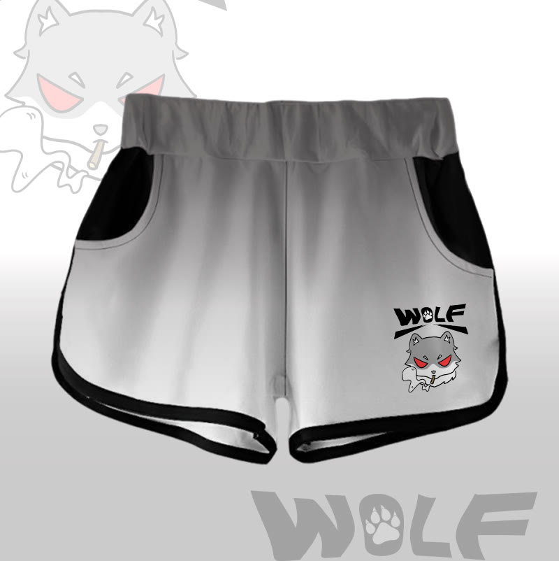 MODAKAWA Gradient Smoking Wolf Graphic Shorts - Grey - 5XL - image 2